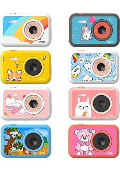 SJCAM FunCam Çocuklar için Fotoğraf Makinesi ve Kamera Gökkuşağı Desenli Beyaz