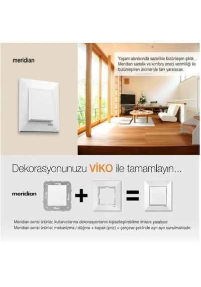 Viko Meridian Topraklı Priz Beyaz Çerçeveli - 90967008 Viko