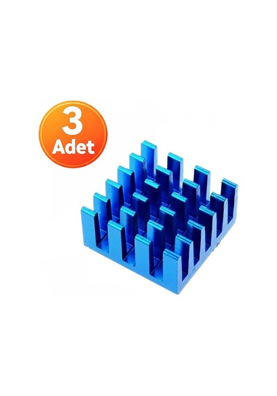 3 Adet - Pasif Chipset Soğutucu 15 15 8mm Alüminyum Soğutucu Mavi
