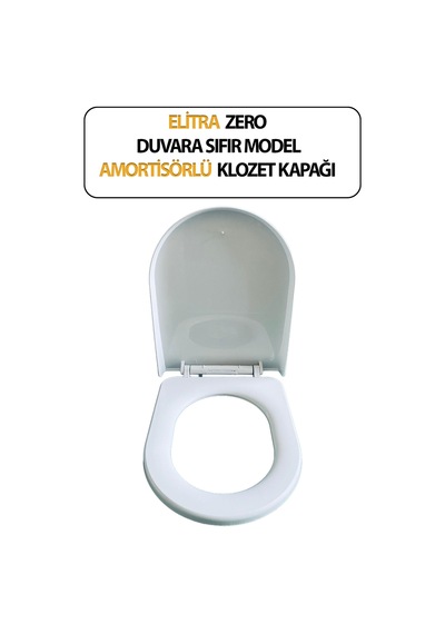 Klozet Kapağı, Duvara Sıfır, Elitra Zero , Amortisörlü, Hijyenik, Basit Kurulum Tak Kullan Beyaz