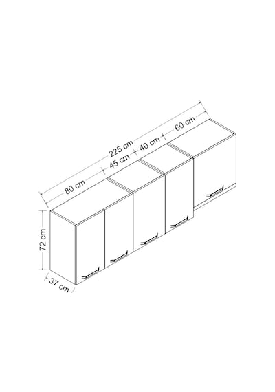 Minar 225 Cm Mutfak Dolabı Beyaz 225-B7-Üst Modül Beyaz