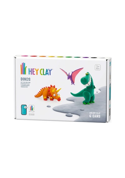 Hey Clay Hava İle Kuruyan Kil 6'lı Kutu - Dinozorlar Pterodactylus, Triceratops, Tyrannosaurus