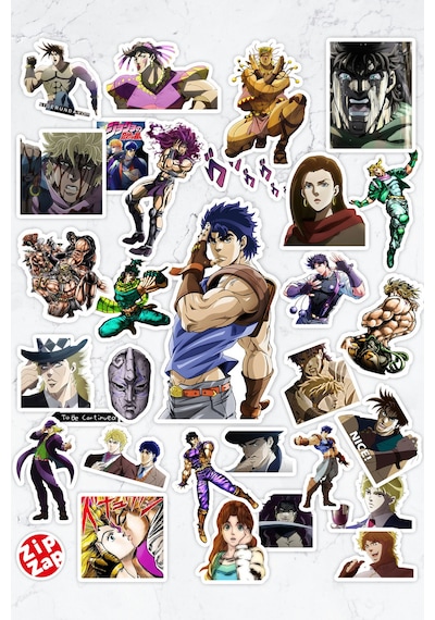 Jojo No Kimyou Na Bouken Part1 Part2 Anime Telefon Laptop Yapışkanlı Folyo Sticker Paketi 30 Adet Çok Renkli