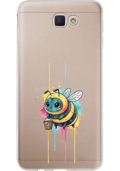 Samsung Galaxy J7 Prime 2 İle Uyumlu Splash Arı Tasarımlı Şeffaf Silikon Kılıf Şeffaf