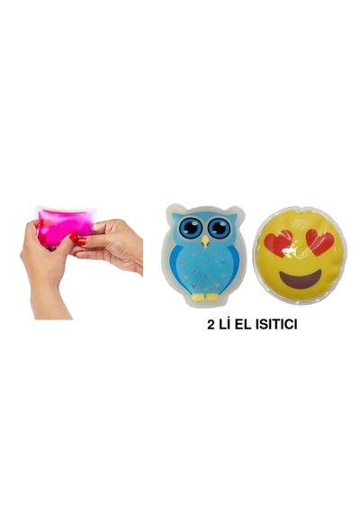 Emoji Mavi Baykuş Cep Sobası,el Isıtıcı,2 Adet Sıcak Su Torbası P