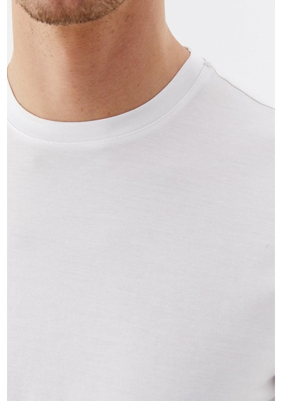 Sabri Özel Bisiklet Yaka Basic Erkek T-shirt Beyaz