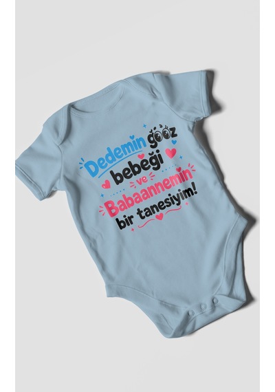 Morivokids Dedeye Ve Babaanneye Özel Kısa Kollu Bebek Body %100 Pamuk Zbn151-kk Bebe Mavisi