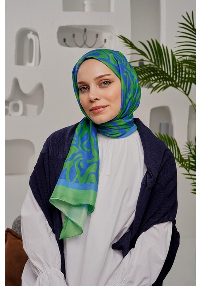 Afvente Soyut Desen Yeşil Soft Pamuk Şal