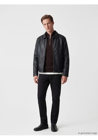 LC Waikiki Southblue Siyah Regular Fit Erkek Deri Görünümlü Ceket New Blakız Çocuk