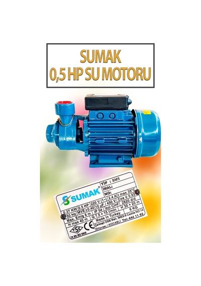 0,5 Hp Su Motoru 220 Volt 2,4 Amper