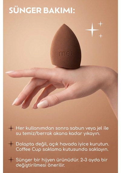 Makyaj Süngeri Fondöten Emmeyen Sponge Coffee Cup Hijyenik Walnut 1 Pro 1 Mini