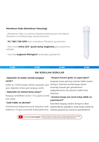 Su Arıtma Cihazı Membran Kabı Housing