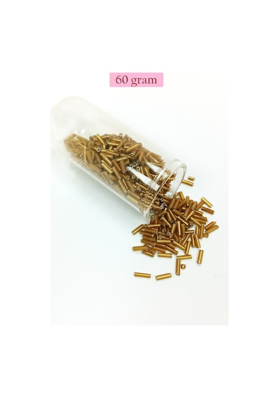 Uzun Boru Kesme Boncuk Çap 2mm Uzunluk 10 Mm - 60 Gram - Altın Sarısı - Bnc270