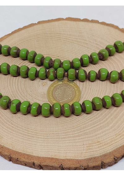 Yeşil Renk Sırlı Seramik Boncuk Dizi 8-9mm/29cm 54292 Çok REnkli