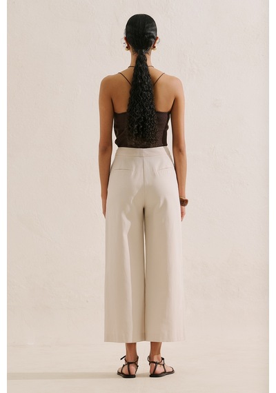 Manuka Klasik Geniş Paça Kısa Pantolon Bej Ss26pnt00041-10 No