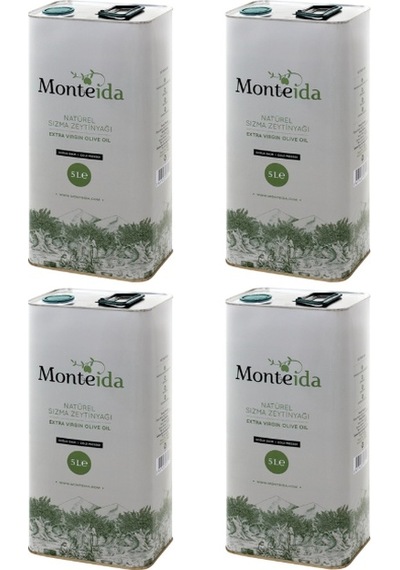 Monteida Soğuk Sıkım Natürel Sızma Zeytinyağı Teneke 4 x 5 L