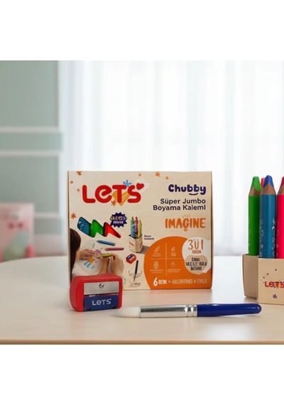 Lets Chuuby 6 Renk Neon Chubby 10mm 3in1 Boya Kale Çok Renkli