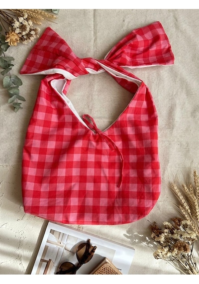 Lady Miossa Retro Kırmızı Ekose Dijital Poplin Kumaş Kırmızı - Çok Renkli