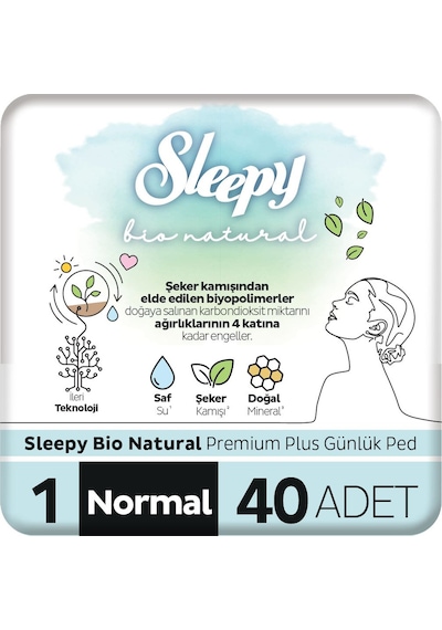 Sleepy Bio Natural Premium Plus Günlük Ped Normal Ped 40 Adet