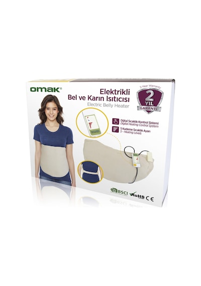 Elektrikli Bel Karın Isıtıcısı Sırt Bel Karın  Digital Kuma Krem