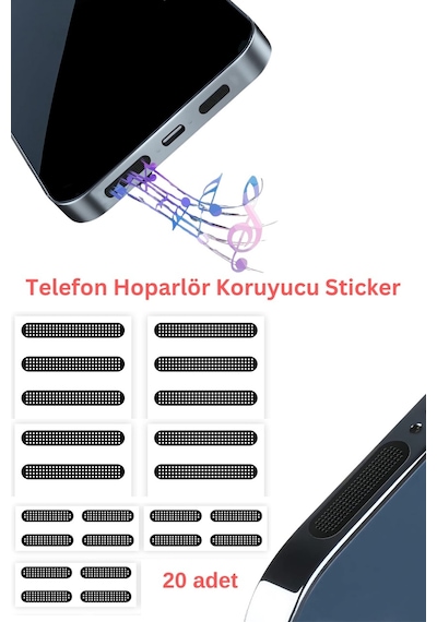 Cep Telefonu Hoparlör Için Toz Önleyici Sticker, 20 Adet, Apple Uyumlu iOS Hoparlör Koruyucu Sticker