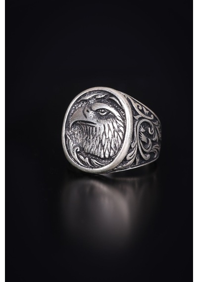 Encili Silver 925 Ayar Gümüş Özel Tasarım Kartal Figürlü Erkek Yüzük Gümüş