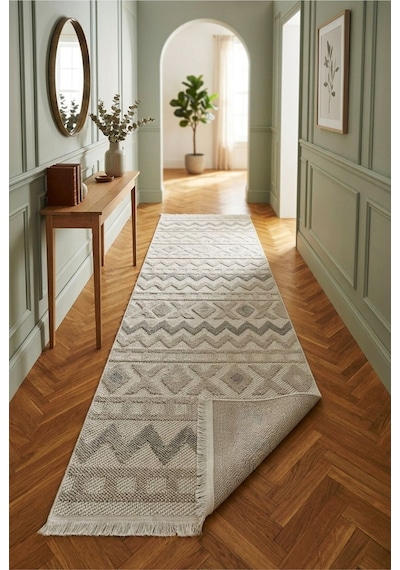 Leiva Home Monaco 0038 Krem Gri Bohem Sisal Bukle Yumuşak Özel Kesim Salon Koridor Mutfak Yolluk Saçaklı Halı 0038-krem/bej/gri