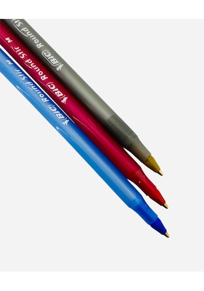 Sırımsı Bic Round Stic Tükenmez Kalem Karışık 3 Renk 30 Adet Çok Renkli
