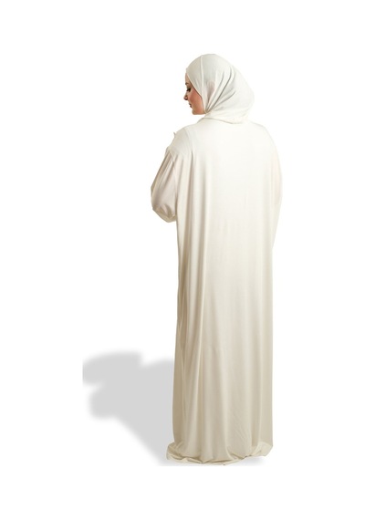 Hürrem Bone Tek Parça Namaz Elbisesi Viskon Düz 2503 40 Krem