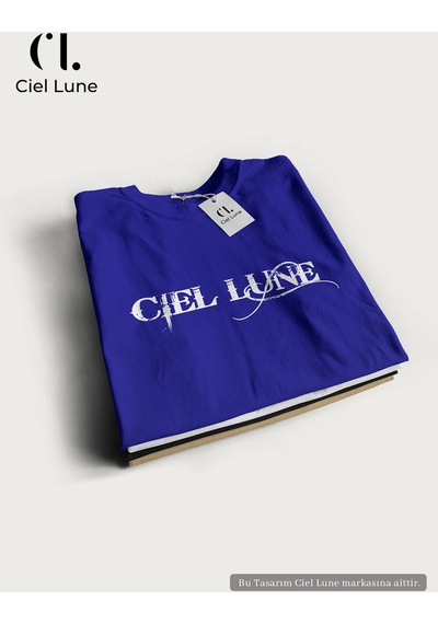 Nevermınd Erkek Blocking Graphic Ciel Lune - Oversize Tişört Mavi Mavi