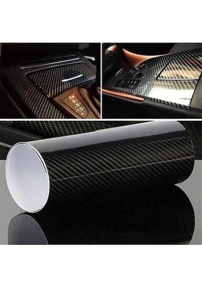 5d Karbon Fiber Folyo Ultra Parlak Hava Kanallı Araç Döşeme Kaplama Folyosu 30 Cm X 1 Metre