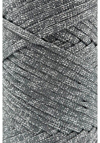 Premium Simli Ribbon Polyester İp 200 Gr Makrome İpi Supla İpi Ve Çanta İpliği Simli Gri