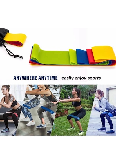 5'li Set Aerobik Band Latex Aerobik Bandı Pilates Yoga Lastiği