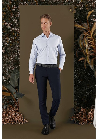 Efor Gk 705 Slim Fit Mavi Klasik Gömlek Mavi