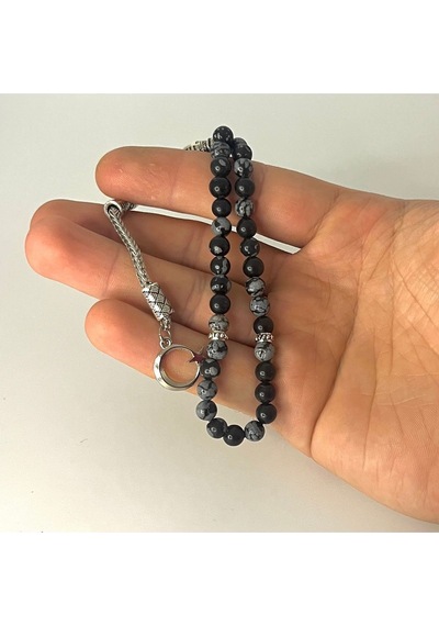 Sertifikalı Karlı Obsidyen 6mm 33lük Doğal Taş Tesbih