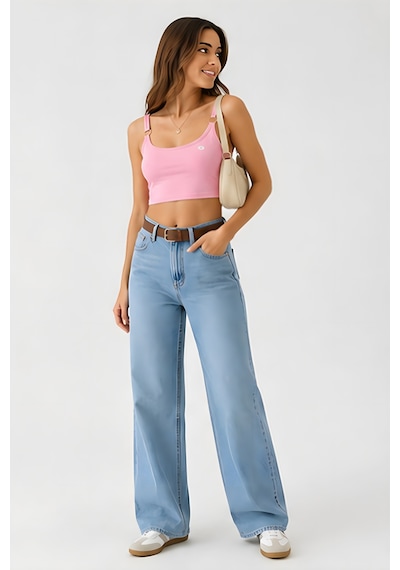 Lili Woman Kadın Pembe Halka Detaylı Crop Atlet E.9062