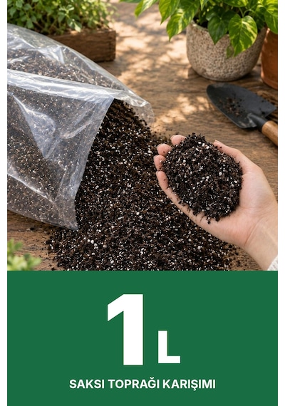 Premium Saksı Toprağı Karışımı --- Saksına Göre, İhtiyacın Kadar --- Jiffy Sphagnum Torf + Perlit + Cocopeat --- Steril, Böcek Yapmaz 1 L