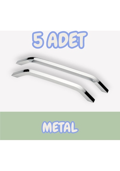 İdil Alüminyum Metal Lüks Modern Mobilya Çekmece Mutfak Dolabı Kulpu Krom 224mm 5 Adet Krom