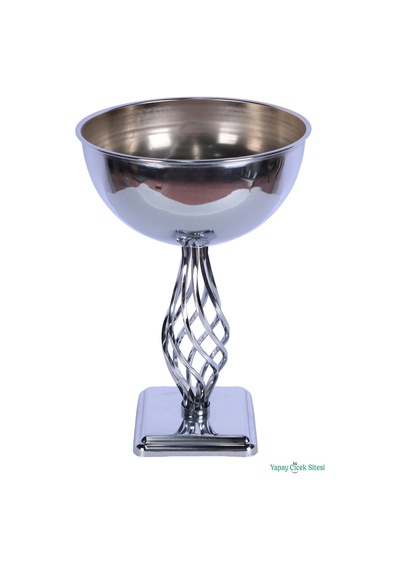 Yapay Çiçek Sitesi Metal Dekoratif Burgu Vazo 39 Cm Gümüş