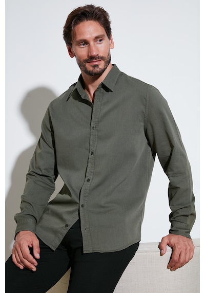 Buratti Streç Pamuklu Regular Fit Erkek Gömlek Cf25W128861 Haki