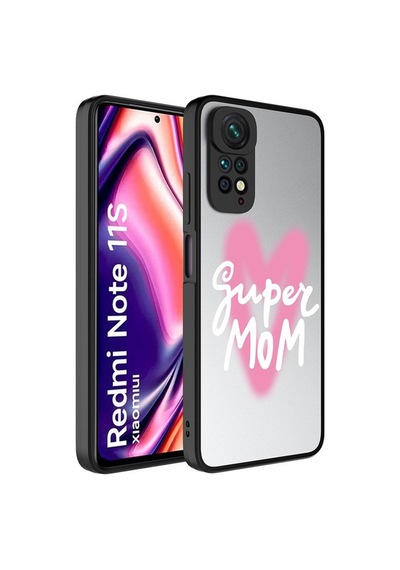 Xiaomi Redmi Note 11 Global Kılıf Aynalı Desenli Kamera Korumalı Parlak Zore Mirror Kapak Süper Anne