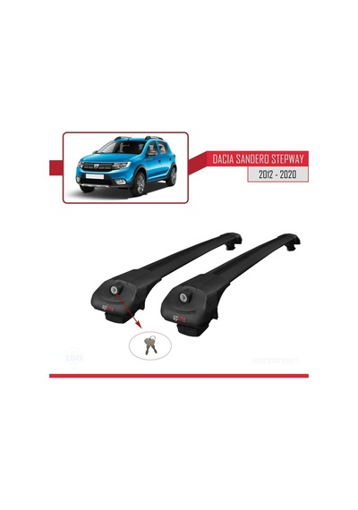 Dacia Sandero Stepway 2012-2020 Arası İle Uyumlu Ace-1 Ara Atkı Tavan Barı Siyah