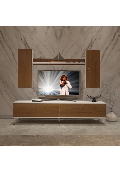 Decoraktiv Eko 7 Mdf Std Gold Tv Ünitesi Tv Sehpası Beyaz - Ceviz