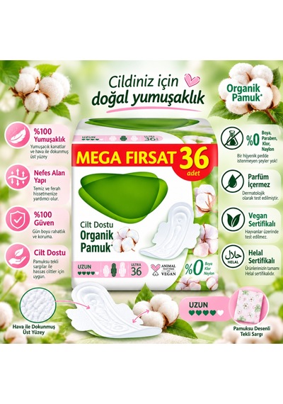 Pure & Soft Mega Uzun Hijyenik Ped 36'lı