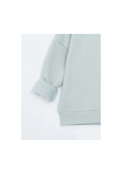 LC Waikiki Lcw Vision Gri Boston Baskılı Oversize Kadın Kalın Sweatshirt