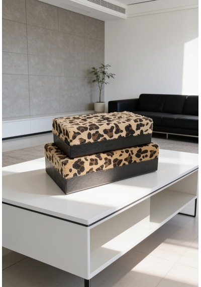 Casalona Kahve Leopar Tüy 2li Kutu