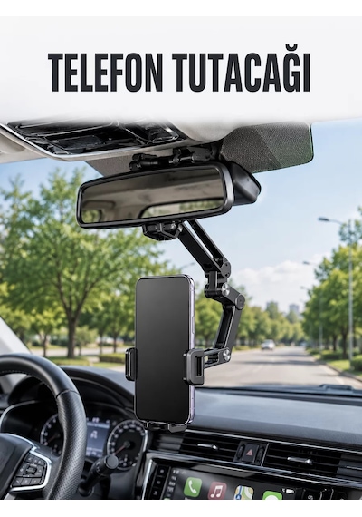 Araç Dikiz Aynası Telefon Tutucu Ayarlanabilir Katlanabilir Navigasyon Telefon Standı Mh-hs8820-0939