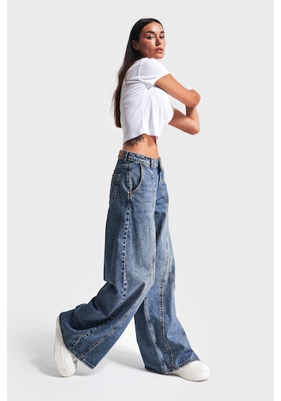 it's basic Kadın T.kot Rengi Palazzo Fit Tasarım Denim Jean Kırmızı