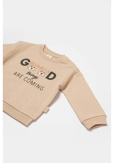 BabyCosy Organik Pamuk Sweatshirt,%100 Organik Pamuk,bebek Ve Yenidoğan Serisi,kışlık Koleksiyon Gri
