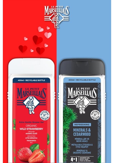 Le Petit Marseillais Men Mineraller & Sedir Ağacı + Akdeniz Çileği Duş Jeli 2 x 400 ML